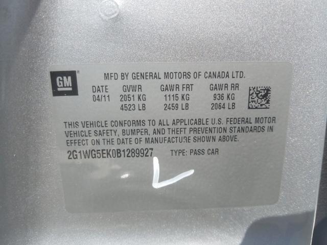 Photo 9 VIN: 2G1WG5EK0B1289927 - CHEVROLET IMPALA LT 