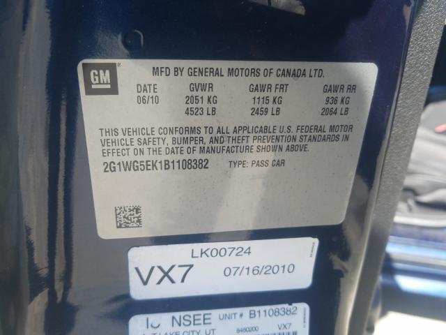 Photo 9 VIN: 2G1WG5EK1B1108382 - CHEVROLET IMPALA LT 