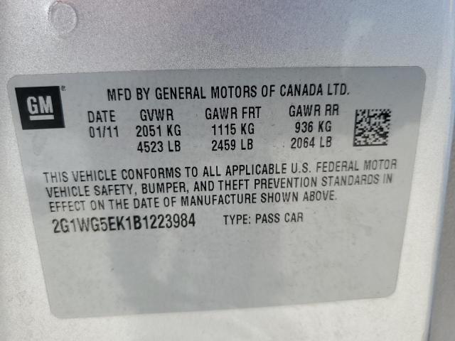 Photo 11 VIN: 2G1WG5EK1B1223984 - CHEVROLET IMPALA 