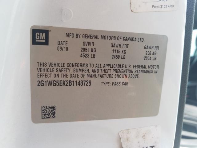 Photo 9 VIN: 2G1WG5EK2B1148728 - CHEVROLET IMPALA LT 