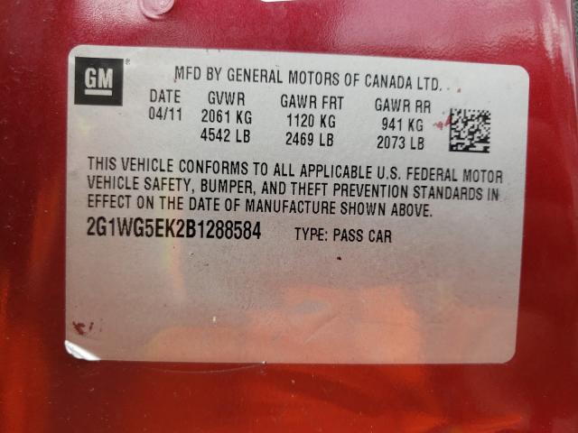 Photo 9 VIN: 2G1WG5EK2B1288584 - CHEVROLET IMPALA LT 