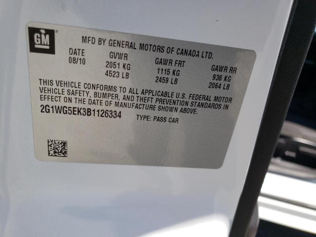 Photo 11 VIN: 2G1WG5EK3B1126334 - CHEVROLET IMPALA LT 