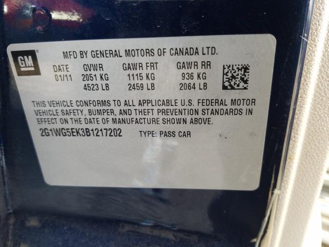 Photo 9 VIN: 2G1WG5EK3B1217202 - CHEVROLET IMPALA LT 