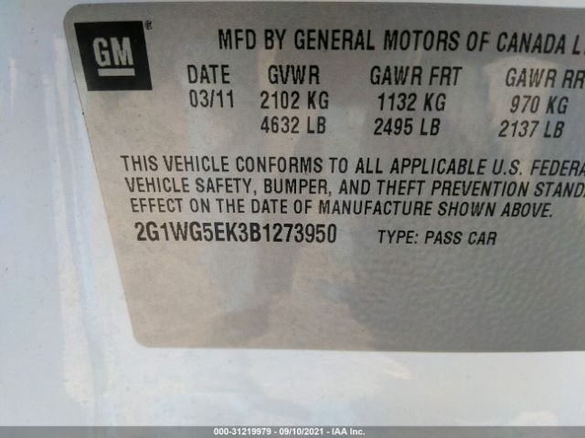 Photo 8 VIN: 2G1WG5EK3B1273950 - CHEVROLET IMPALA 