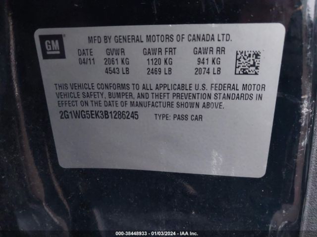 Photo 8 VIN: 2G1WG5EK3B1286245 - CHEVROLET IMPALA 