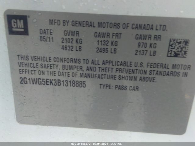 Photo 8 VIN: 2G1WG5EK3B1318885 - CHEVROLET IMPALA 