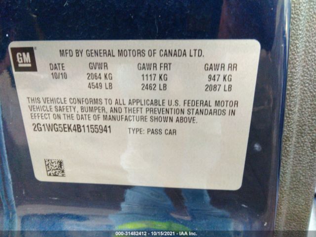 Photo 8 VIN: 2G1WG5EK4B1155941 - CHEVROLET IMPALA 