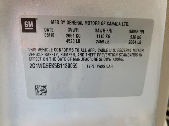 Photo 9 VIN: 2G1WG5EK5B1130059 - CHEVROLET IMPALA LT 