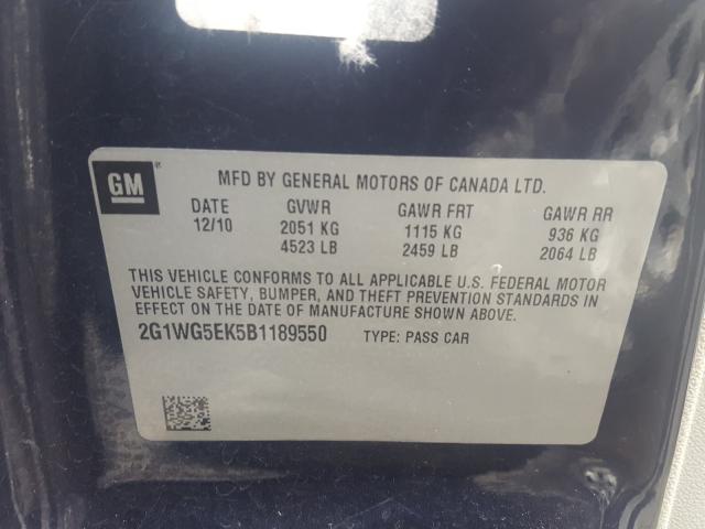 Photo 9 VIN: 2G1WG5EK5B1189550 - CHEVROLET IMPALA LT 