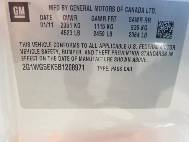 Photo 9 VIN: 2G1WG5EK5B1208971 - CHEVROLET IMPALA LT 