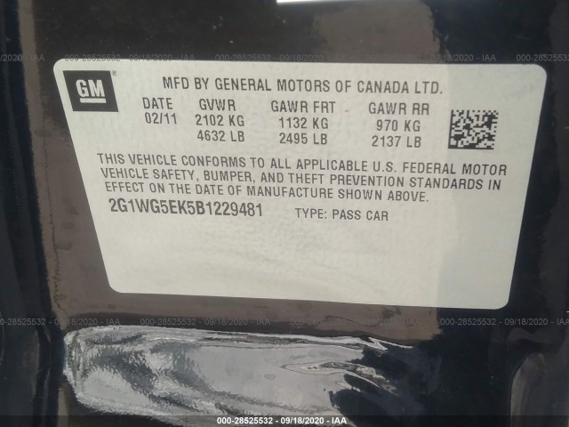 Photo 8 VIN: 2G1WG5EK5B1229481 - CHEVROLET IMPALA 