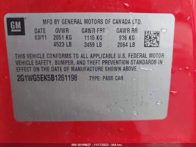 Photo 8 VIN: 2G1WG5EK5B1261198 - CHEVROLET IMPALA 