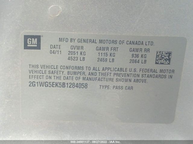 Photo 8 VIN: 2G1WG5EK5B1284058 - CHEVROLET IMPALA 