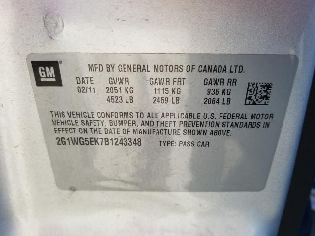 Photo 9 VIN: 2G1WG5EK7B1243348 - CHEVROLET IMPALA LT 