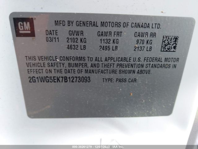 Photo 8 VIN: 2G1WG5EK7B1273093 - CHEVROLET IMPALA 