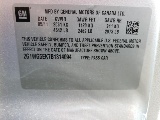 Photo 9 VIN: 2G1WG5EK7B1314094 - CHEVROLET IMPALA LT 