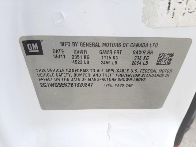 Photo 9 VIN: 2G1WG5EK7B1320347 - CHEVROLET IMPALA LT 