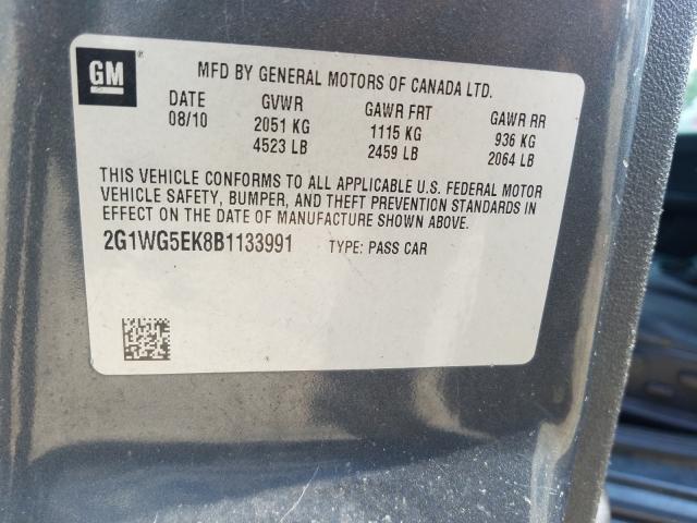 Photo 9 VIN: 2G1WG5EK8B1133991 - CHEVROLET IMPALA LT 