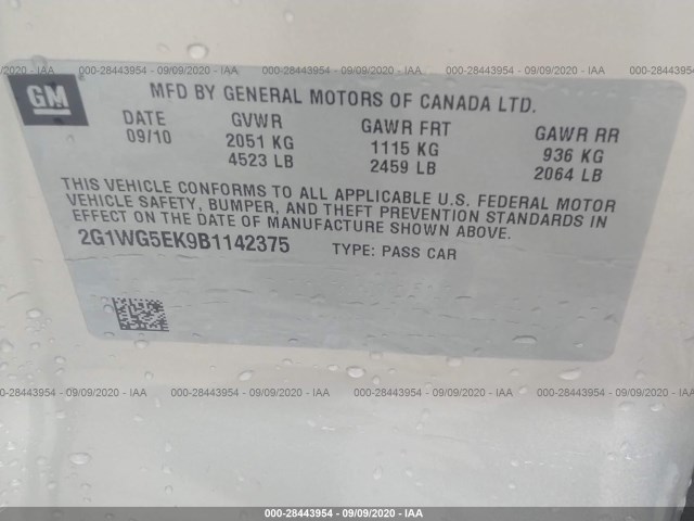 Photo 8 VIN: 2G1WG5EK9B1142375 - CHEVROLET IMPALA 