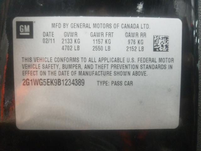 Photo 9 VIN: 2G1WG5EK9B1234389 - CHEVROLET IMPALA LT 