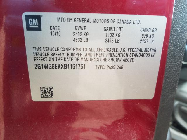 Photo 9 VIN: 2G1WG5EKXB1161761 - CHEVROLET IMPALA LT 