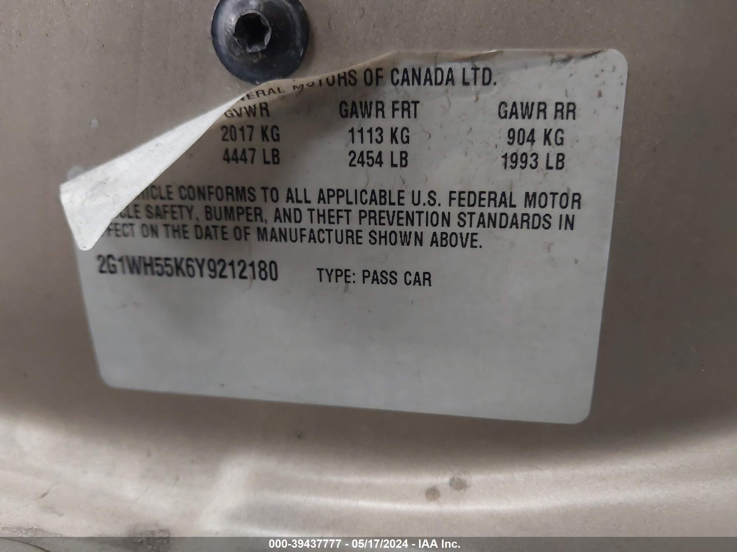 Photo 8 VIN: 2G1WH55K6Y9212180 - CHEVROLET IMPALA 