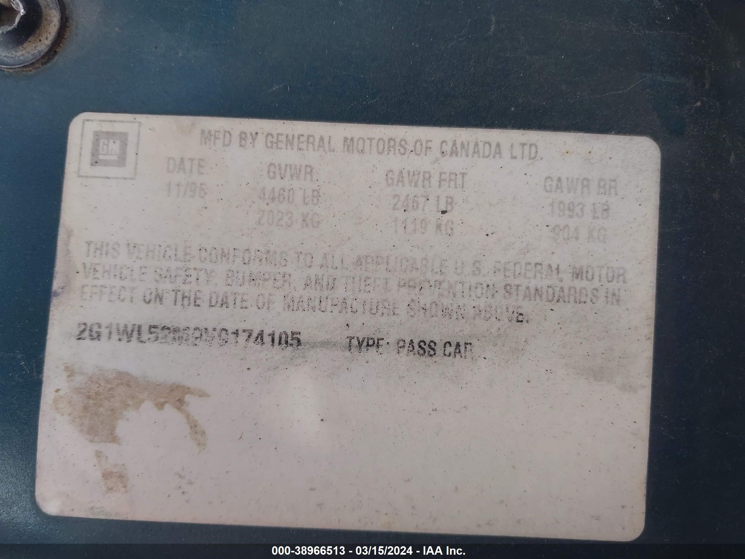 Photo 8 VIN: 2G1WL52M9V9174105 - CHEVROLET LUMINA 