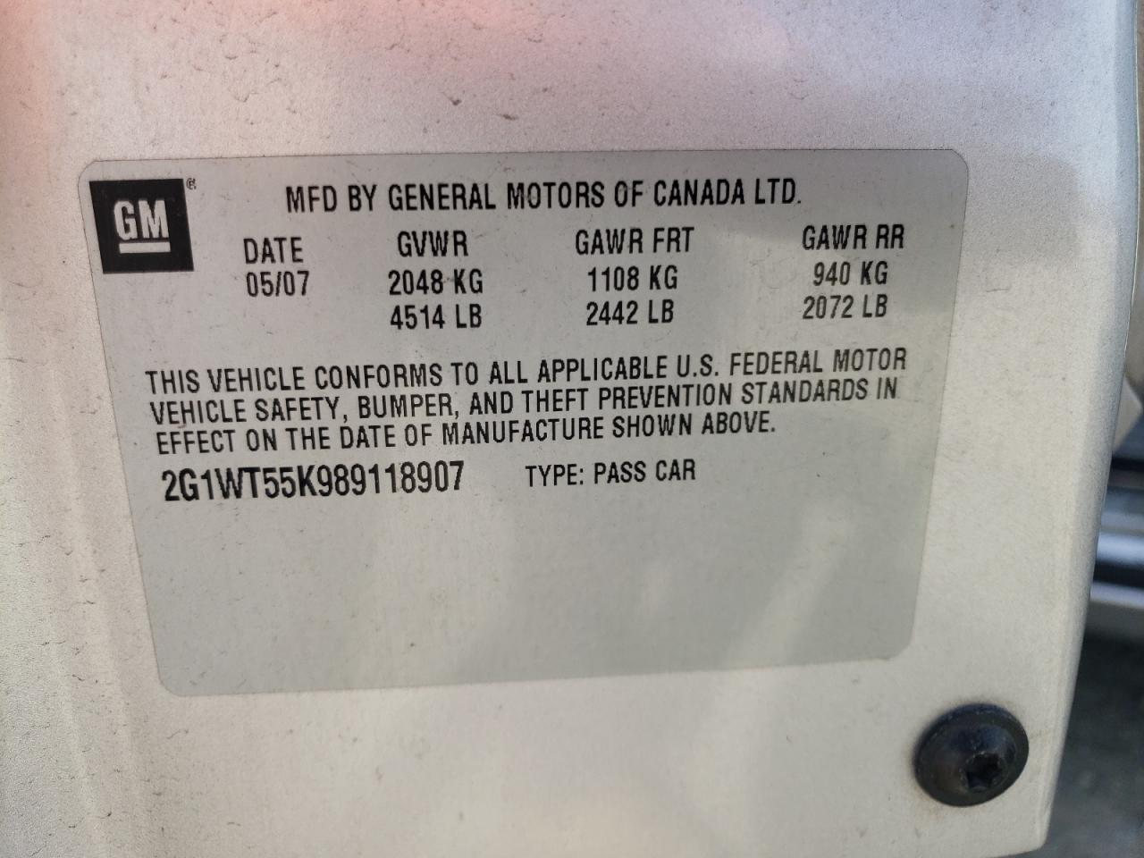 Photo 11 VIN: 2G1WT55K989118907 - CHEVROLET IMPALA 