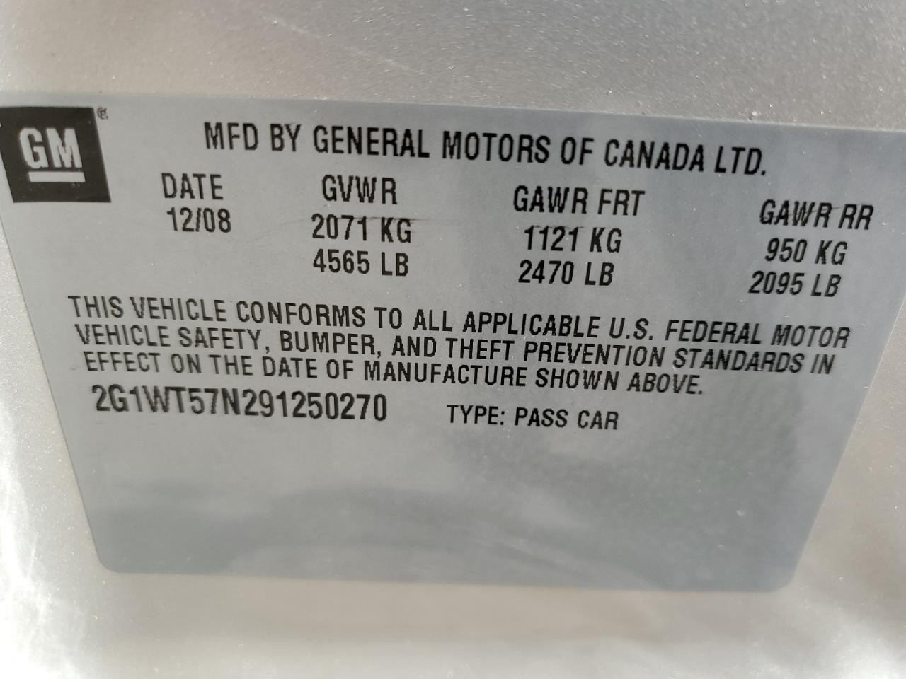 Photo 11 VIN: 2G1WT57N291250270 - CHEVROLET IMPALA 