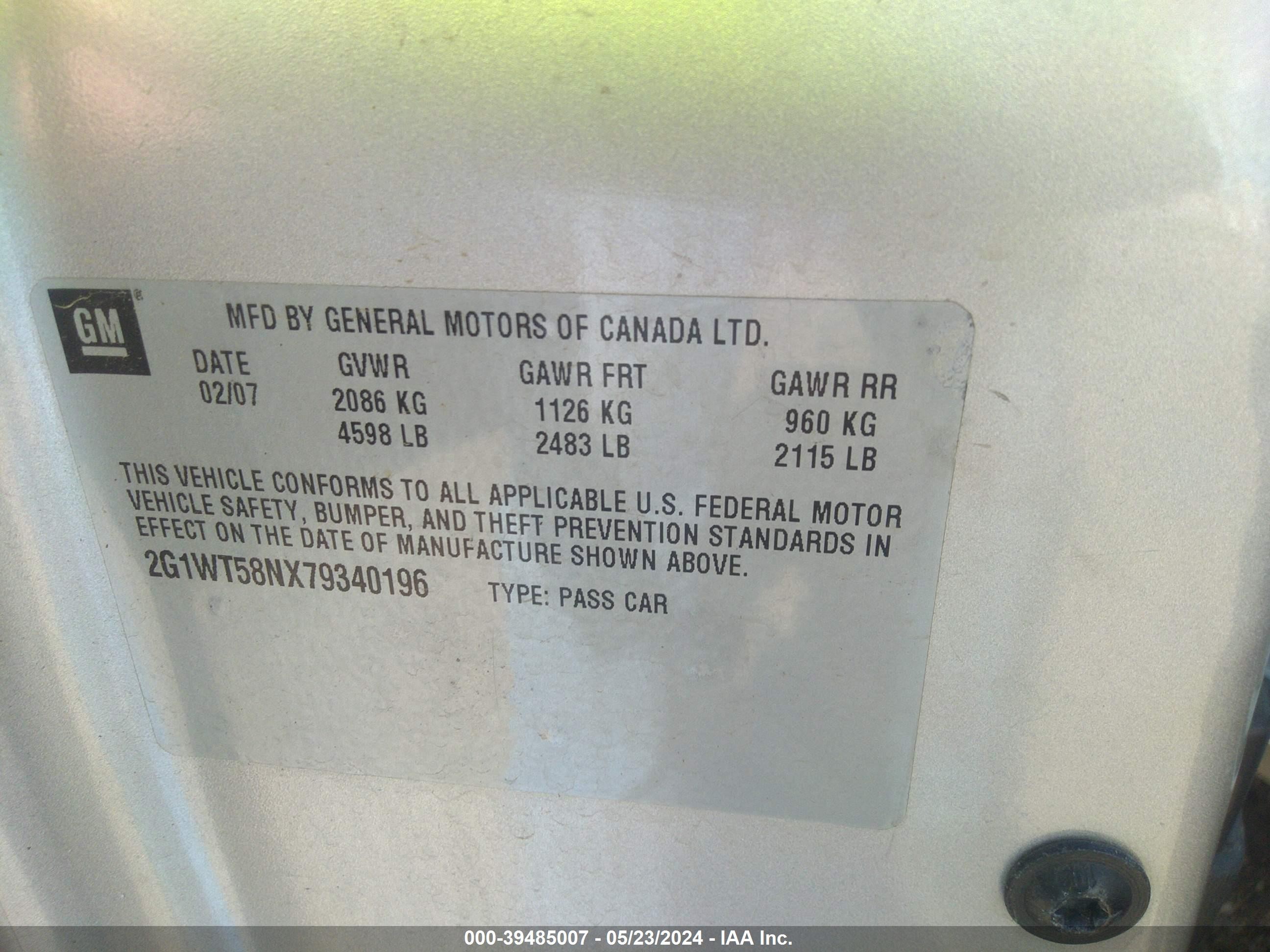 Photo 8 VIN: 2G1WT58NX79340196 - CHEVROLET IMPALA 