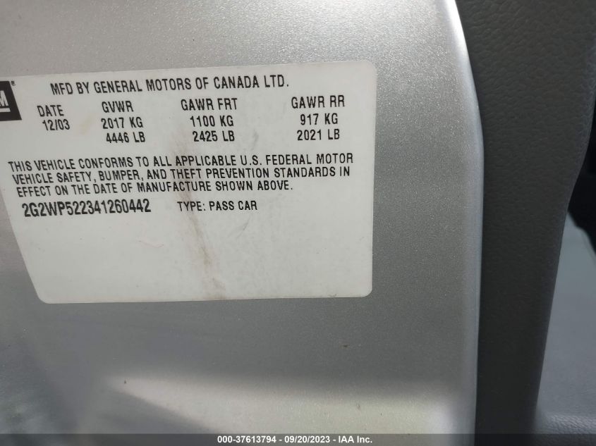 Photo 8 VIN: 2G2WP522341260442 - PONTIAC GRAND PRIX 