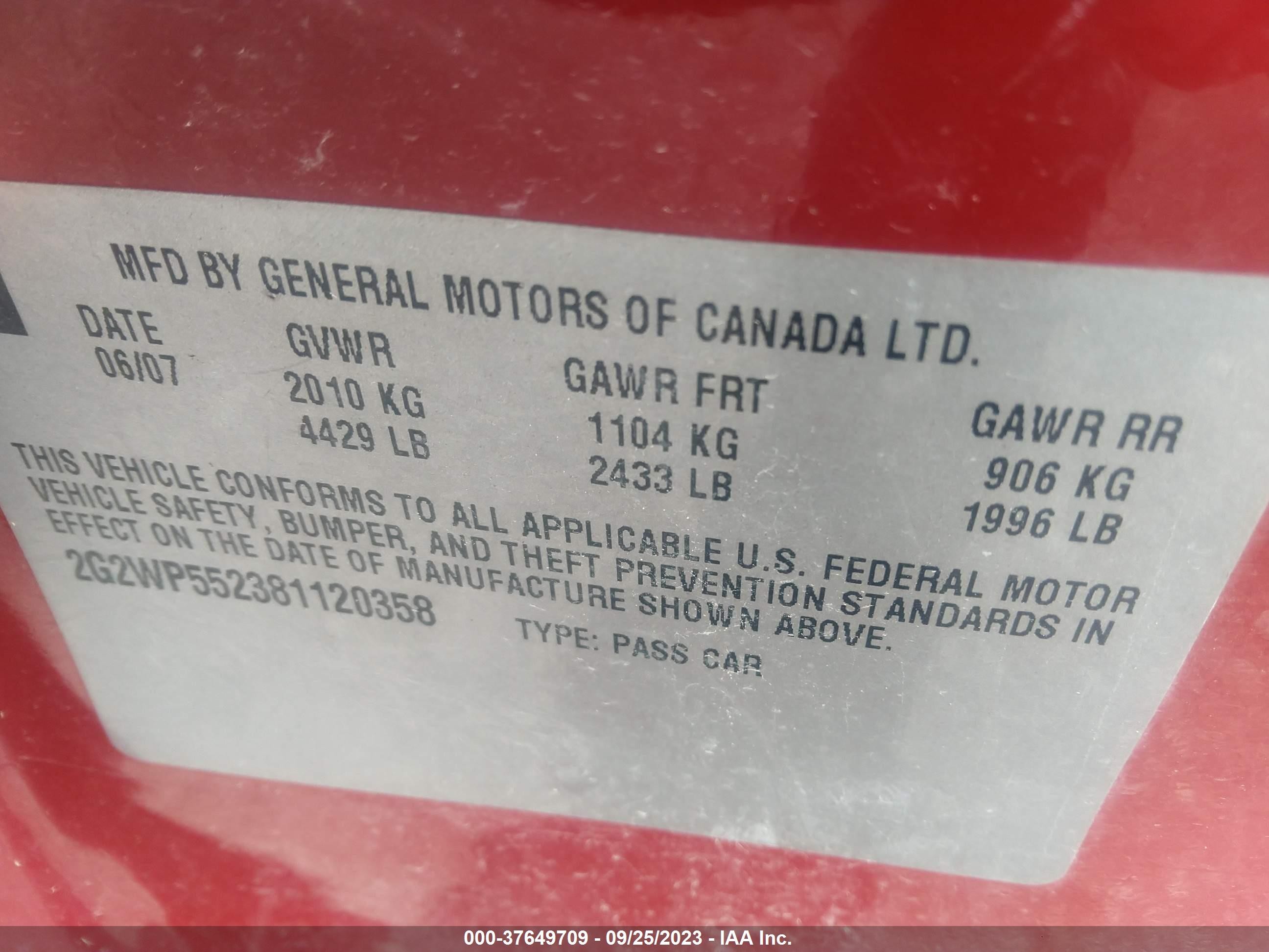 Photo 8 VIN: 2G2WP552381120358 - PONTIAC GRAND PRIX 