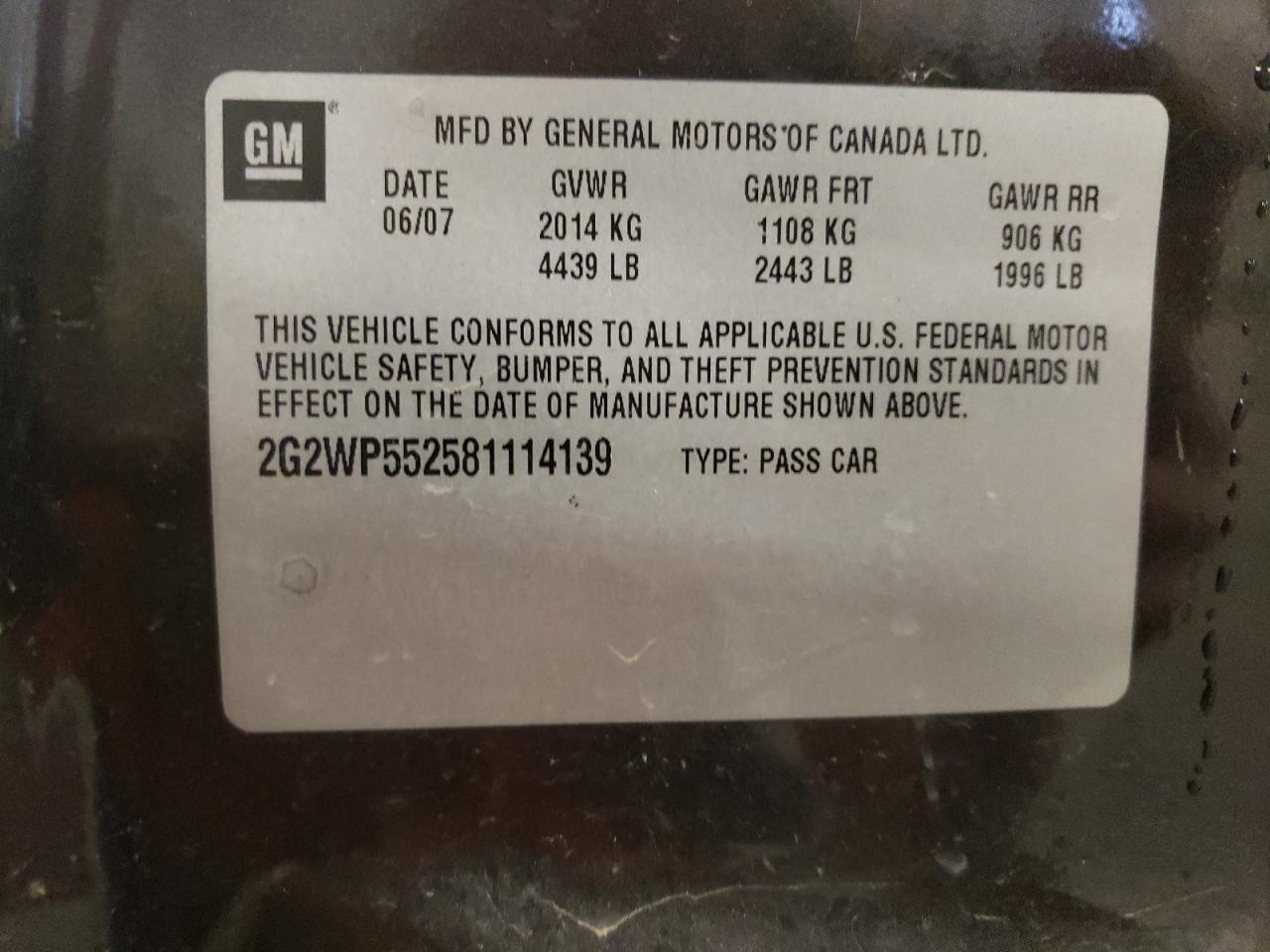 Photo 11 VIN: 2G2WP552581114139 - PONTIAC GRAND PRIX 