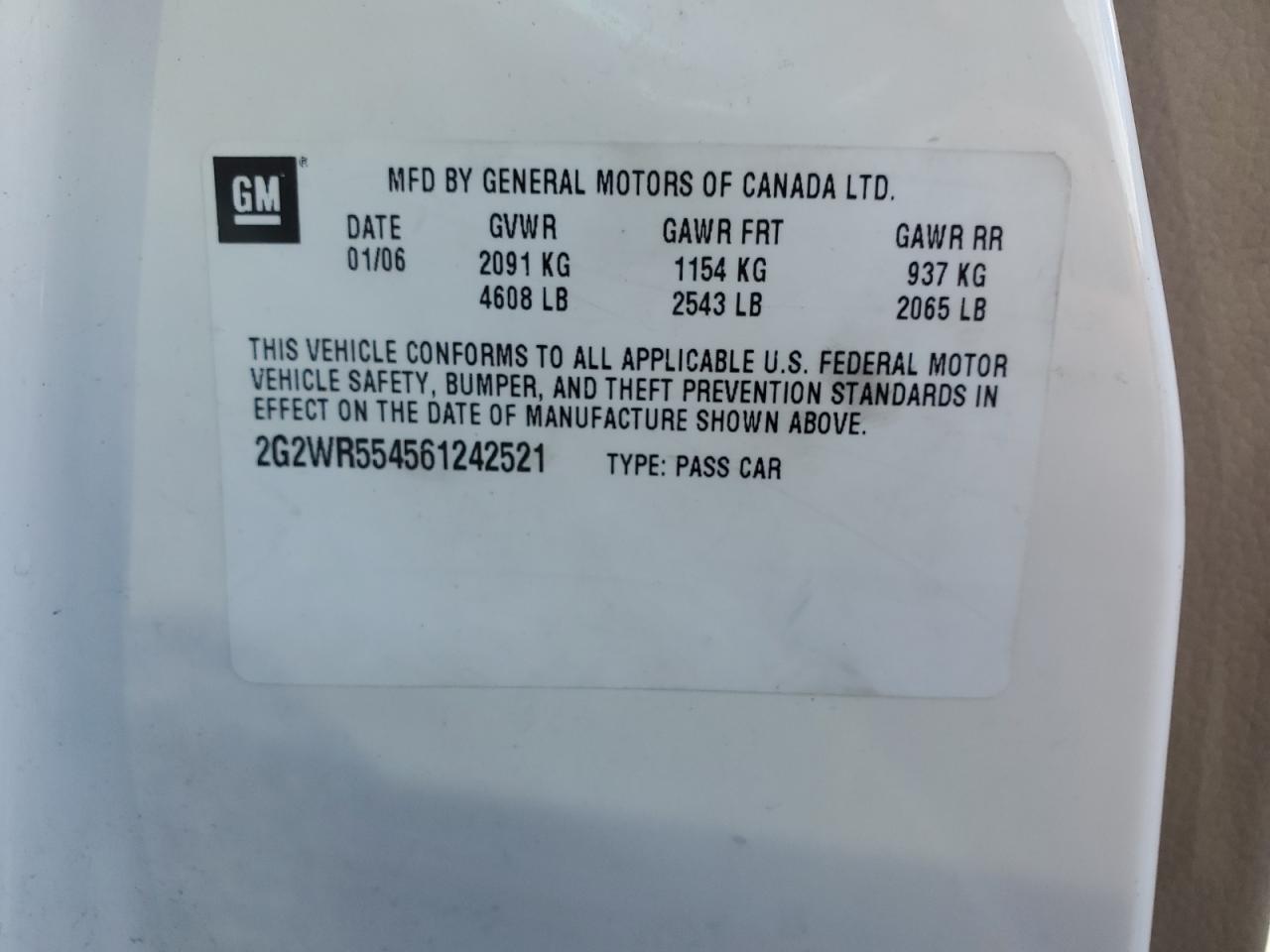 Photo 11 VIN: 2G2WR554561242521 - PONTIAC GRAND PRIX 