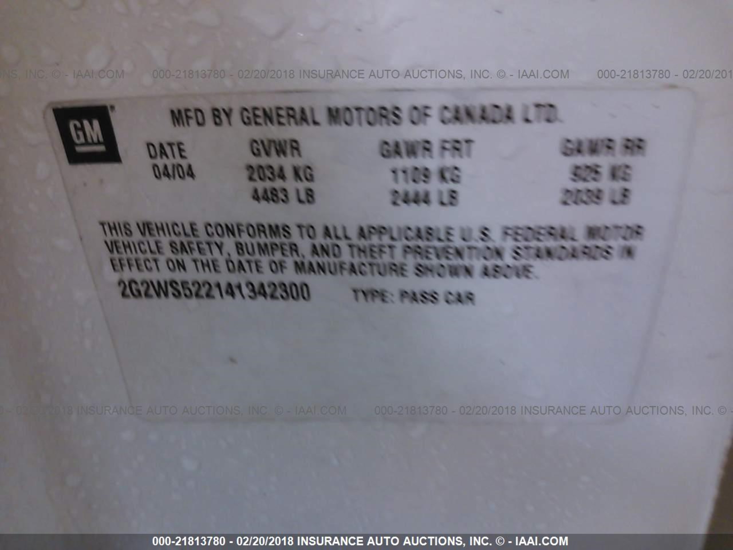 Photo 8 VIN: 2G2WS522141342300 - PONTIAC GRAND PRIX 