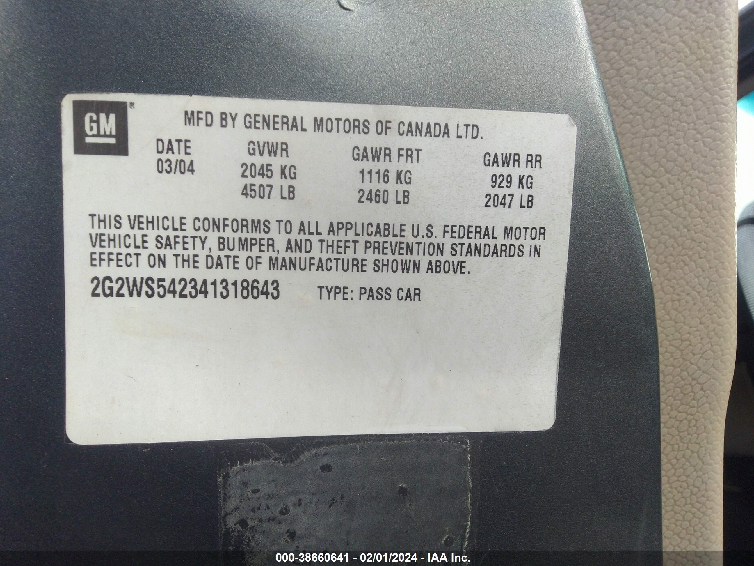 Photo 8 VIN: 2G2WS542341318643 - PONTIAC GRAND PRIX 