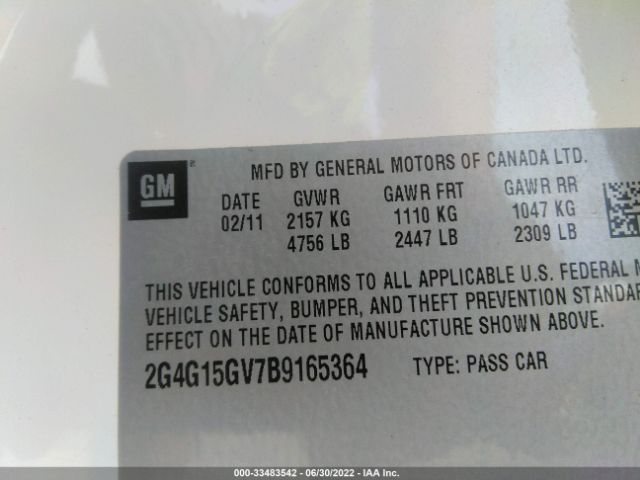 Photo 8 VIN: 2G4G15GV7B9165364 - BUICK REGAL 