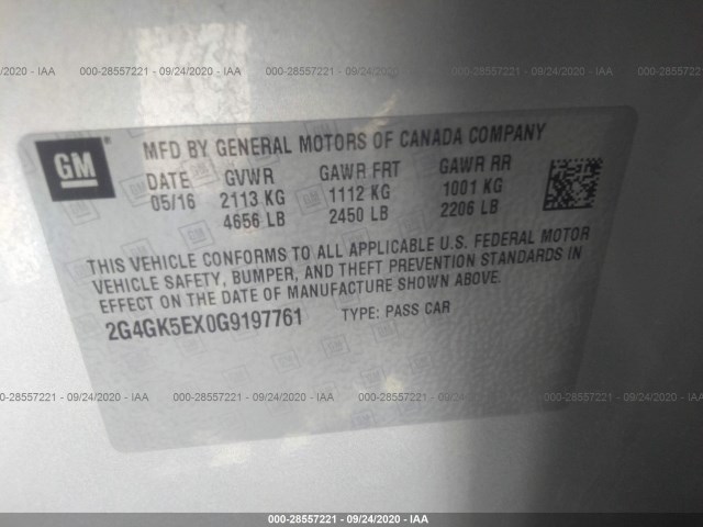 Photo 8 VIN: 2G4GK5EX0G9197761 - BUICK REGAL 