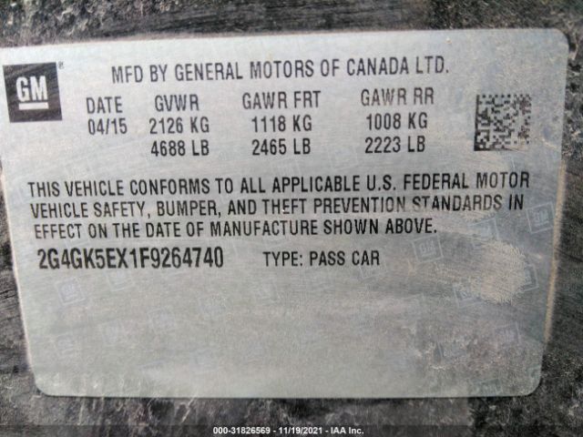 Photo 8 VIN: 2G4GK5EX1F9264740 - BUICK REGAL 