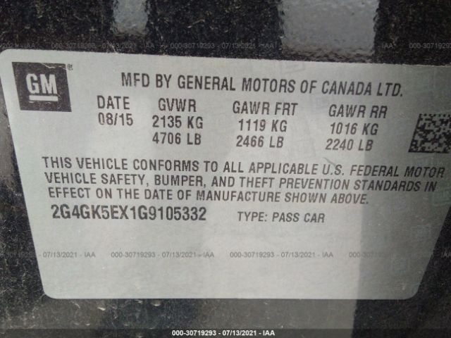 Photo 8 VIN: 2G4GK5EX1G9105332 - BUICK REGAL 