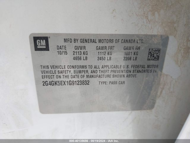 Photo 8 VIN: 2G4GK5EX1G9123832 - BUICK REGAL 