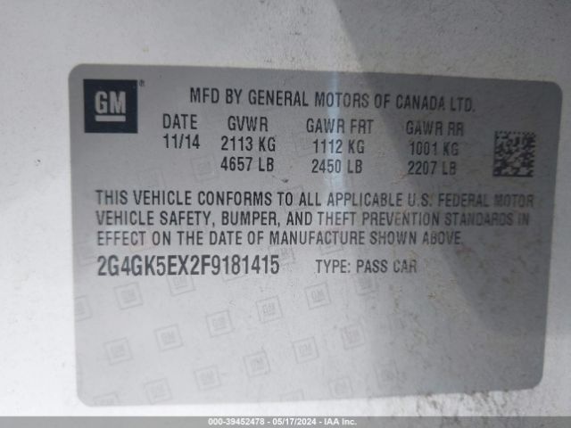 Photo 8 VIN: 2G4GK5EX2F9181415 - BUICK REGAL 