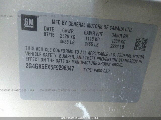 Photo 8 VIN: 2G4GK5EX5F9296347 - BUICK REGAL 