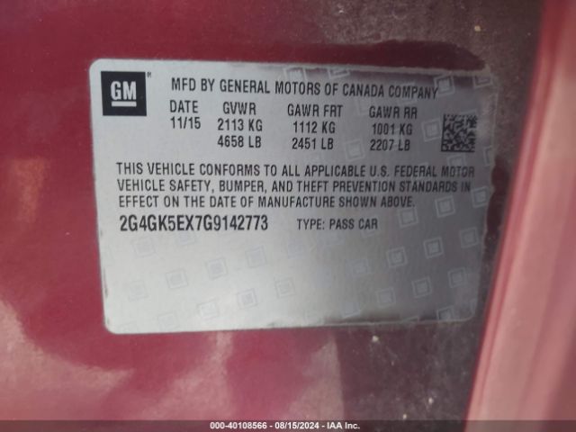 Photo 8 VIN: 2G4GK5EX7G9142773 - BUICK REGAL 