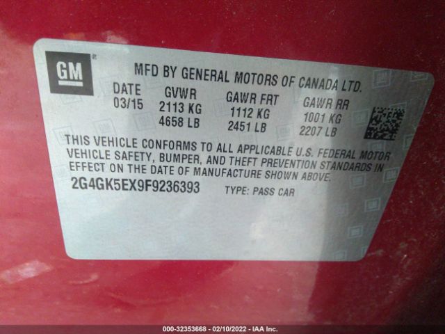 Photo 8 VIN: 2G4GK5EX9F9236393 - BUICK REGAL 