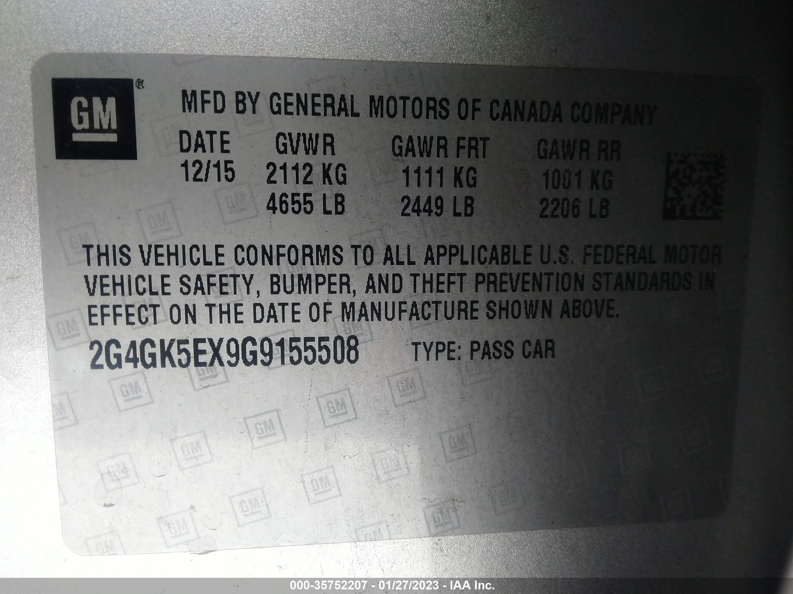 Photo 8 VIN: 2G4GK5EX9G9155508 - BUICK REGAL 