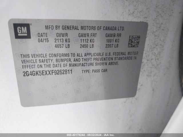 Photo 8 VIN: 2G4GK5EXXF9262811 - BUICK REGAL 