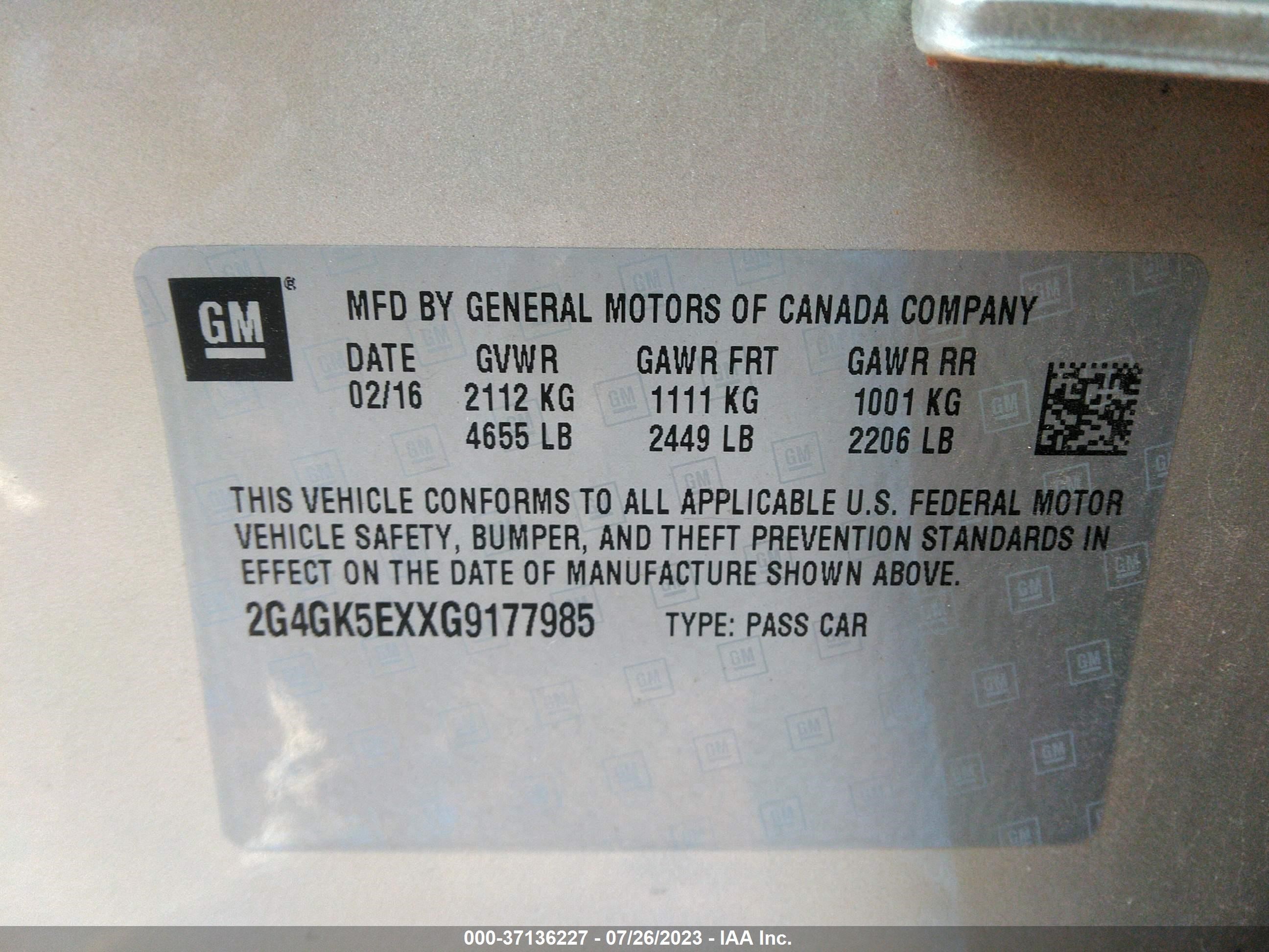 Photo 8 VIN: 2G4GK5EXXG9177985 - BUICK REGAL 