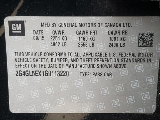 Photo 9 VIN: 2G4GL5EX1G9113220 - BUICK REGAL 