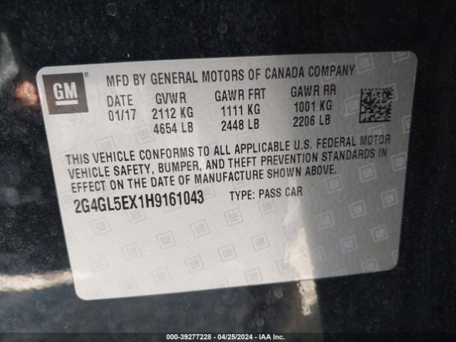 Photo 8 VIN: 2G4GL5EX1H9161043 - BUICK REGAL 